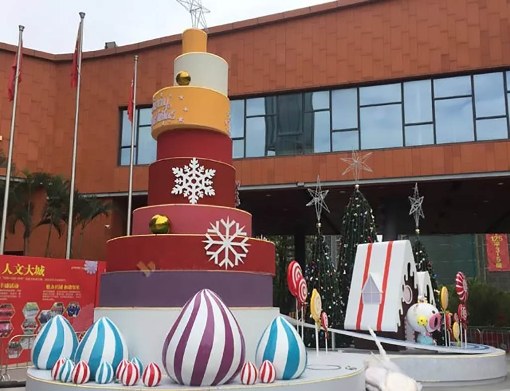 廣東惠陽(yáng)樓盤(pán)2019玻璃鋼新年圣誕美陳裝飾